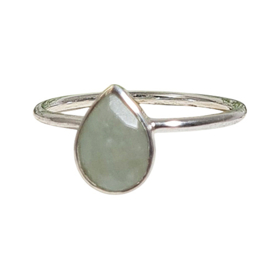 Edelsteen Ring Aquamarijn Druppel 925 Sterling Zilver - Maat 17