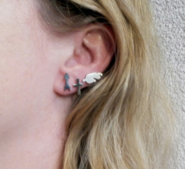 Oorbellen - Ear Stud - kruis - RVS