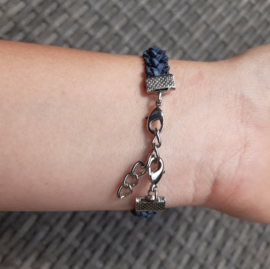 Armband donker blauwe vlecht