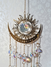 Raamhanger Suncatcher Zon en Halve Maan Goudkleur