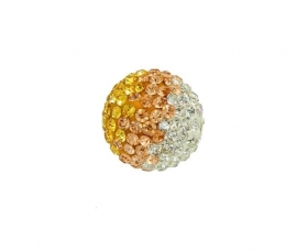 Klankbol strass goud, wit, brons 16 en 20 mm