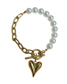 Armband Love Pearls - Rvs en Parels  Goudkleur