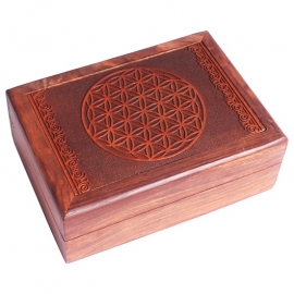 Tarotdoos - Bloem des Levens - Flower of life - gegraveerd - 17,5 cm