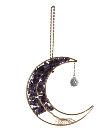 Suncatcher Maan met Amethist Levensboom