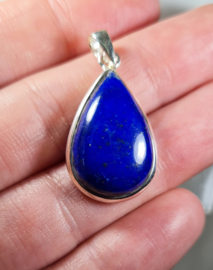 Lapis Lazuli Druppel Edelsteen Hanger in 925 Sterling Zilver 3,4 cm