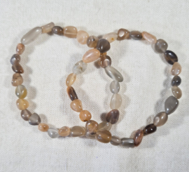 Edelsteen Armband Maansteen donker Trommelsteen 6-8 mm