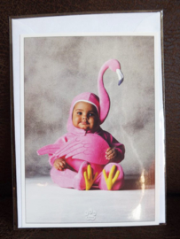 Postkaart met envelop - Flamingo - Baby - 10,5 x 15 cm