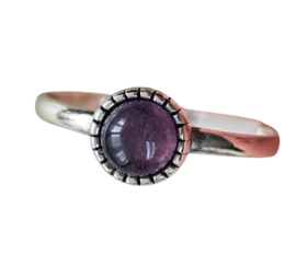 Edelsteen Ring Amethist Rond 925 Sterling Zilver - Maat 16