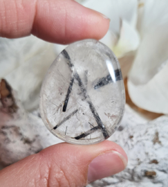 Toermalijn in Kwarts Platte Steen 3,5 cm no.8 Edelsteen