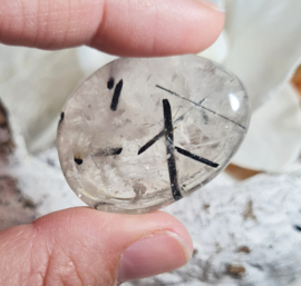 Toermalijn in Kwarts Platte Steen 4 cm no.7 Edelsteen