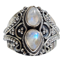 Edelsteen Ring Maansteen Druppel 925 Sterling Zilver - Maat 19