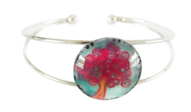 Armband Cabochon Levensboom roze blauw