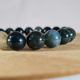 Edelsteen Armband Mosagaat Kogelarmband 10 mm