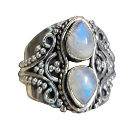Edelsteen Ring Maansteen Druppel 925 Zilver - Maat 17