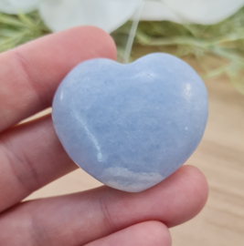 Blauwe Calciet Edelsteen Hart - No.14 - Madagaskar - 4 cm