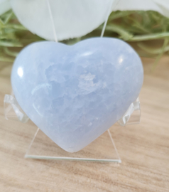 Blauwe Calciet Edelsteen Hart - No.09 - Madagaskar - 4 cm