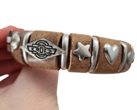 Armband Leder Studs bruin