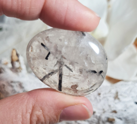 Toermalijn in Kwarts Platte Steen 4 cm no.7 Edelsteen