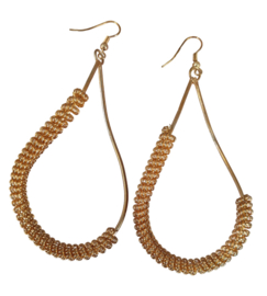 Oorbellen druppel spiraal 9 cm goudkleur