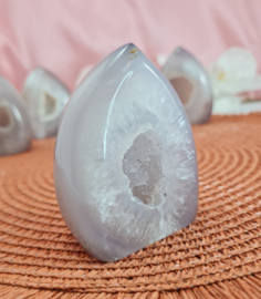 Agaat Edelsteen Sculptuur - Geode Druzy Vlam - 7 cm