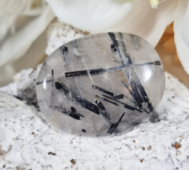 Toermalijn in Kwarts Platte Steen 4 cm no.2 Edelsteen