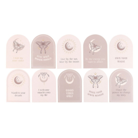 Affirmatiekaarten Luna Moth met houten standaard (EN)