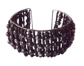 Armband klemarmband met zwarte kralen