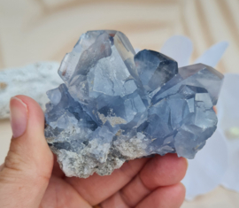 Celestien Edelsteen Geode - Madagaskar - 7 cm - Blauw 
