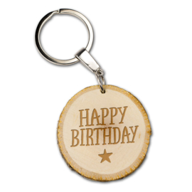 Sleutelhanger - Happy Birthday - Boomstam - 5 cm