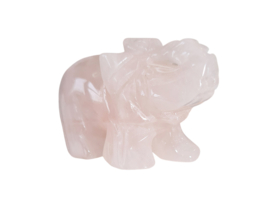 Olifant Rozenkwarts Edelsteen Carving 4 cm