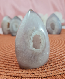 Agaat Edelsteen Sculptuur Geode Druzy Vlam - 8cm