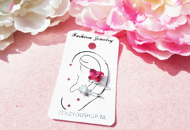 Oorbel Earcuff vlinder roze stras