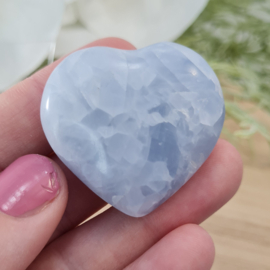 Blauwe Calciet Edelsteen Hart - No.13 - Madagaskar - 4 cm