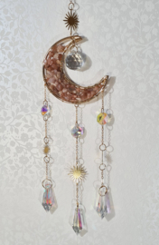 Raamhanger Suncatcher Maan Roze Maansteen 8 x 37 cm