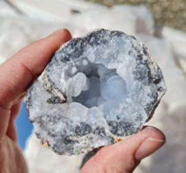 Chalcedoon - Wit Grijs - Geode - Mexico - Edelsteen 