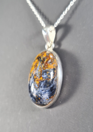 Pietersiet Ovaal Edelsteen Hanger in 925 Sterling Zilver 3,4 cm