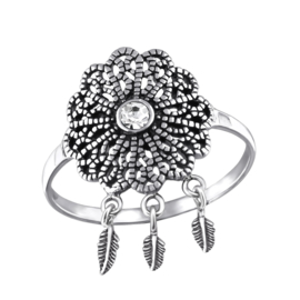 Ring Zirconia Bloem 925 Sterling Zilver - Maat 17