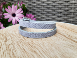 Armband Wikkelarmband suède - Lichtblauw - Tressia - python print