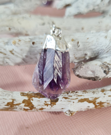 Edelsteen Hanger Amethist Punt Verzilverd