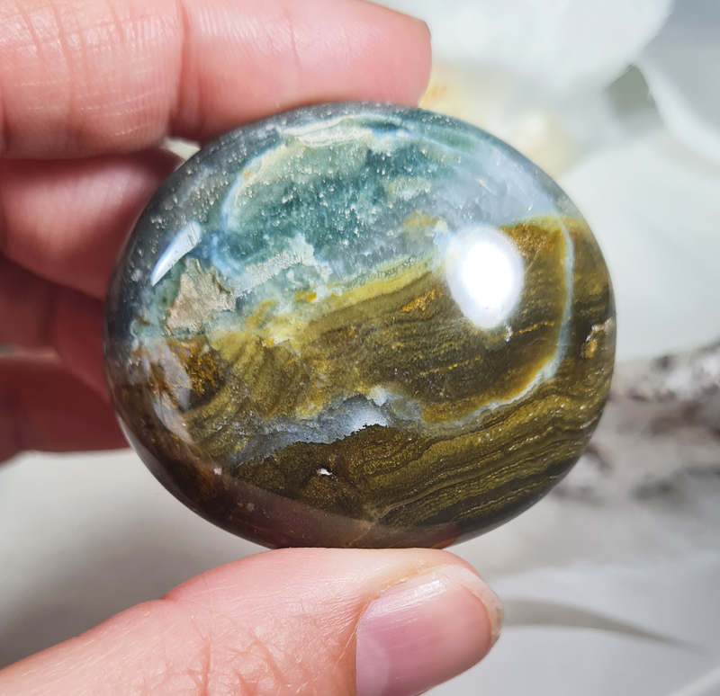 Oceaan Jaspis Groen Handsteen no.14 Edelsteen