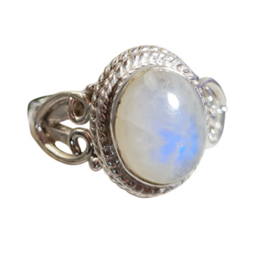 Edelsteen Ring Maansteen Ovaal 925 Zilver - Maat 17