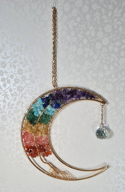 Raamhanger Suncatcher Maan Goudkleur - Levensboom - Chakrastenen