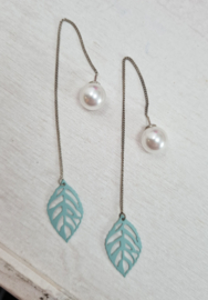 Oorbellen - Leaf & Pearl - Ear Threader