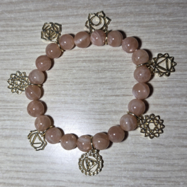 Edelsteen Armband Zonnesteen 8 mm met Chakra bedels