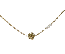Armband Flower and Pearls Roestvrij Staal Goudkleur
