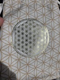 Katoenen Tasje met Bloem des Levens Wit ( GOTS)