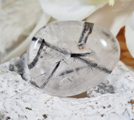 Toermalijn in Kwarts Platte Steen 3,5 cm no.8 Edelsteen