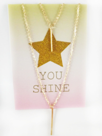 Ketting op cadeaukaart met envelop - You Shine