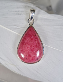 Rhodoniet Druppel Edelsteen Hanger in 925 Sterling Zilver 3,5 cm