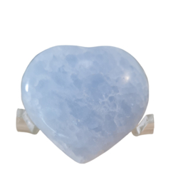 Blauwe Calciet Edelsteen Hart - No.07 - Madagaskar - 4 cm